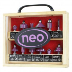 JUEGO 12 FRESAS EJE 1/4" Caja de madera