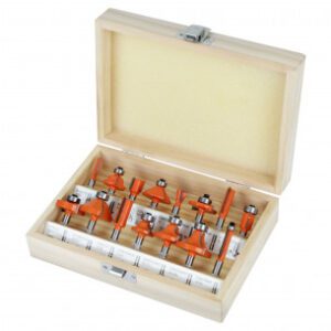 JUEGO 15 FRESAS EJE 1/4" caja de madera